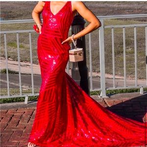 Red sequin gown